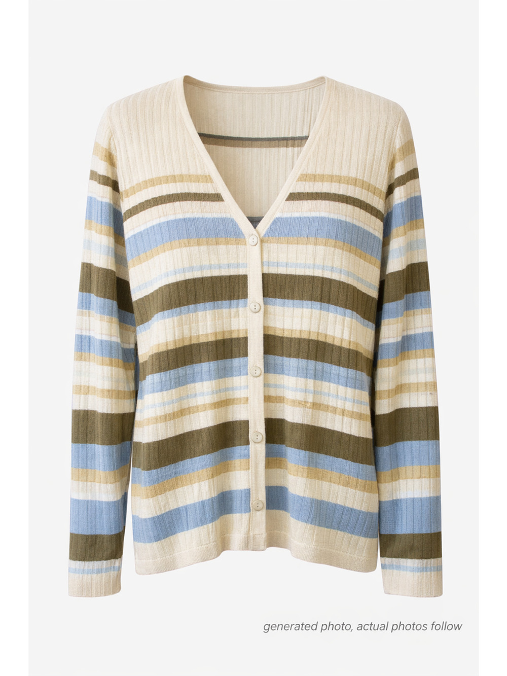 Alfred Dunner Woman 1x Cardigan Sweater Button Front Striped Knit Made USA